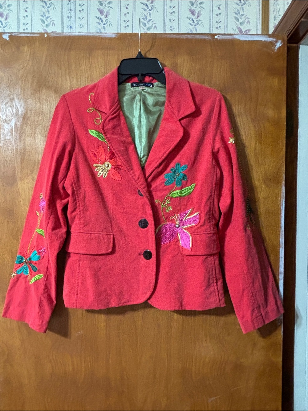 Y2K Vintage Embroidered Women's Blazer Jacket by Haven Bleu Sz Small